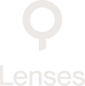 Lenses.io logo light vertical